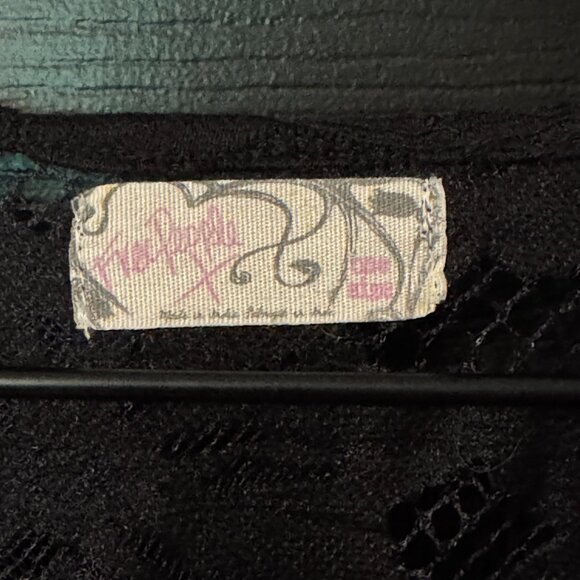 NWOT Free People Tie Front Lace Top Black One Size - Picture 2 of 4